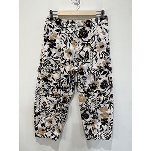 Anthropologie Tapered Floral‎ Corduroy Pants Cargo Utility Sz 6P Boho High Rise